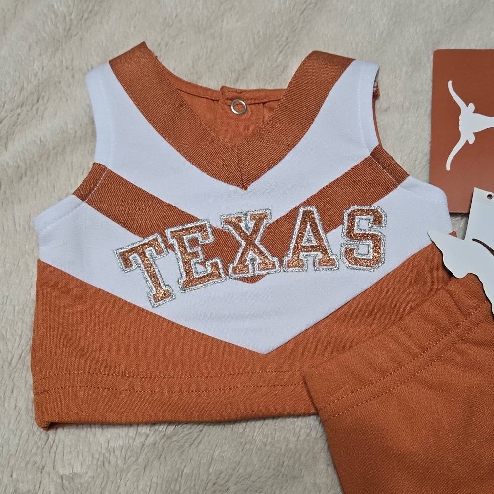 University of Texas Longhorns Cheerleader Outfit UT Baby 2 Piece Cheer, 3m  NEW - Picture 3 of 15
